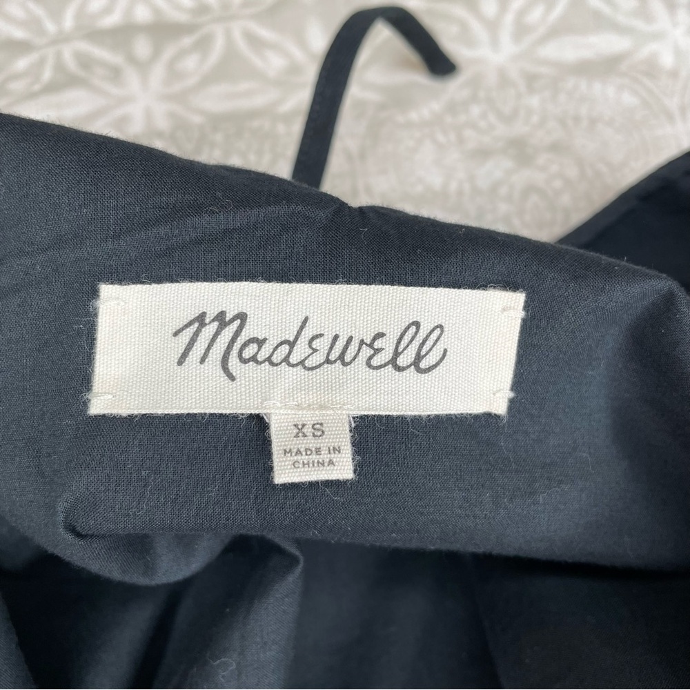 Madewell Black Linen Blend Embroidered Floral Tassel Shift Dress Extra Small - Picture 7 of 10